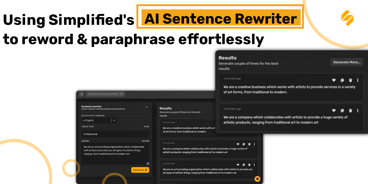 Rewrite Content Effortlessly Using Simplified's AI Sentence Rewriter
